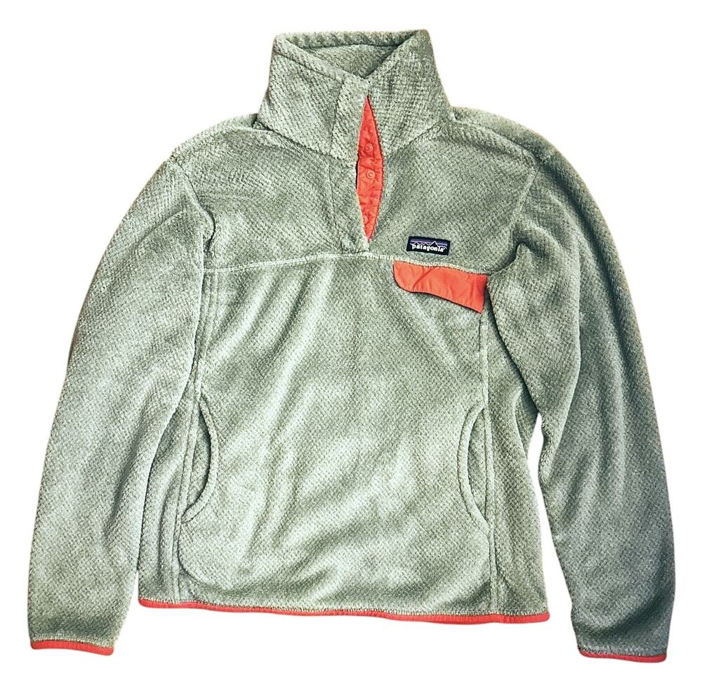 Patagonia Worn Wear Re-Tool Snap-T Gray & Pink Pullover Jacket Women's Medium